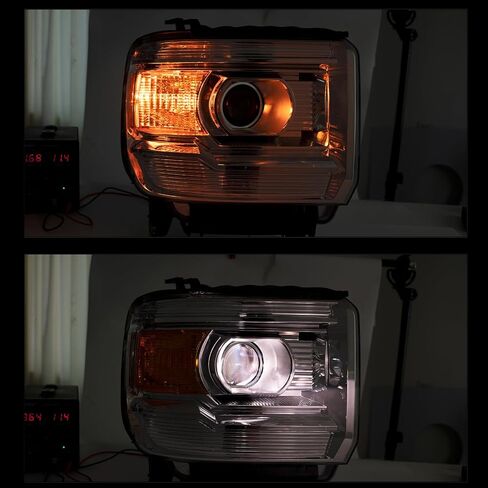 مجموعة المصابيح الأمامية لعام 2014-2018 GMC Sierra 1500 ، 15-19 GMC Sierra 2500HD 3500HD Head Lights Halogen W/LED DRL Chrome Hosupe Clear لعام 2014 2015 2017 2018 2018 2018 in Saudi Arabia
