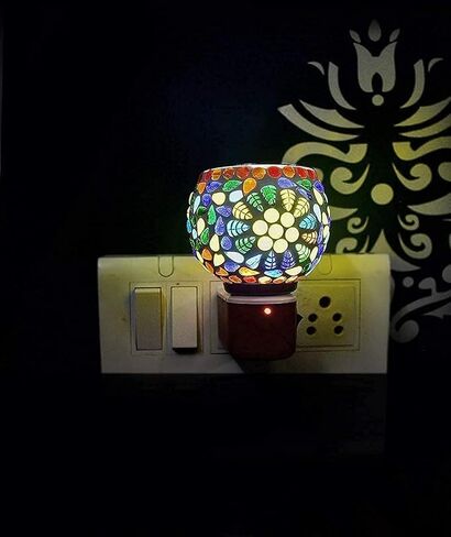 Generic Camphor Diffuser, Electric Incense Burner Holder with Night Lamp, Multicolor, Ceramic, 3x3x3 inches, 1 piece, by The Great Indian Store in Saudi Arabia