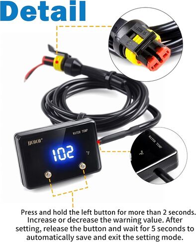 Digital Water Temperature Gauge 14-302°F with 1/8 NPT Sensor Real-Time Monitoring 12V LED Electrical Water Coolant Temp Gauges Waterproof for Car Truck Motor Marine Vehicle Automotive Blue in Saudi Arabia