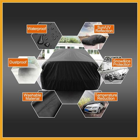 Car Cover Waterproof All Weather for Car, Full Car Cover Rain Sun Protection Universal Fit for Sedan 178''-185'' Replacement in Saudi Arabia
