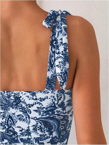 WDIRARA Women's Floral Print One Piece Swimwear Sleeveless V Wire Swimsuit Tie Shoulder Bathing Suits in Saudi Arabia