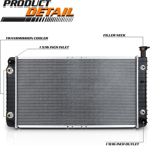 M-AUTO Aluminum Factory Style Radiator Replacement for 96 97 98 99 00 01 02 Chevrolet GMC Express Savana 1500 2500 3500 4.3L 5.0L 5.7L 1-5/16" Inlet, 1-9/16" Outlet DPI 2042 in Saudi Arabia