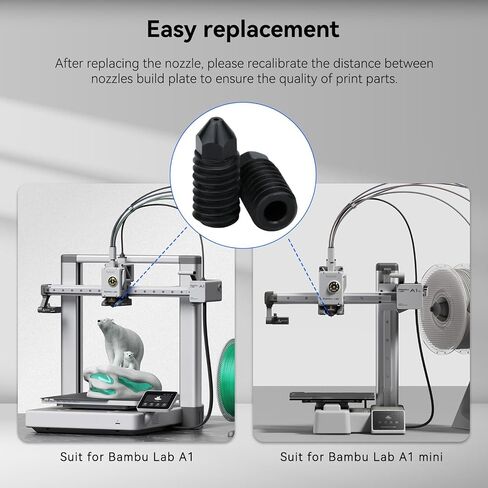 2pcs 0.2mm for Bambu Nozzles,Upgrade 500℃ High Temperature Wear-Ristant Removable Brass Hardened Steel Nozzle for Bambu Lab A1 Mini 3D Printer Hotend in Saudi Arabia