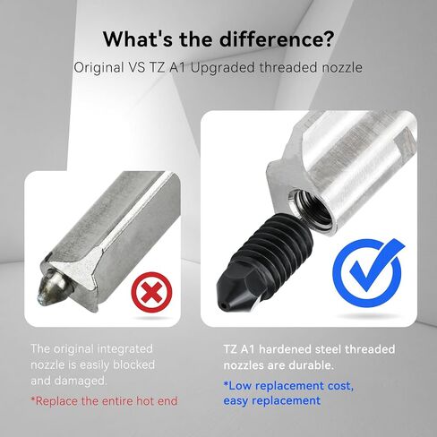 2pcs 0.2mm for Bambu Nozzles,Upgrade 500℃ High Temperature Wear-Ristant Removable Brass Hardened Steel Nozzle for Bambu Lab A1 Mini 3D Printer Hotend in Saudi Arabia
