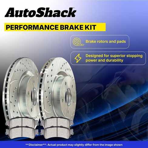 Autoshack Brake Kit استبدال 2003-2007 Jeep Liberty 2.4L 2.8L 3.7L V6 4WD RWD الخلفية الأمامية الخلفية والزنك المغلفة بالزنك المغلفة دوارات الفرامل السيراميك BRKPKG039623 in Kuwait