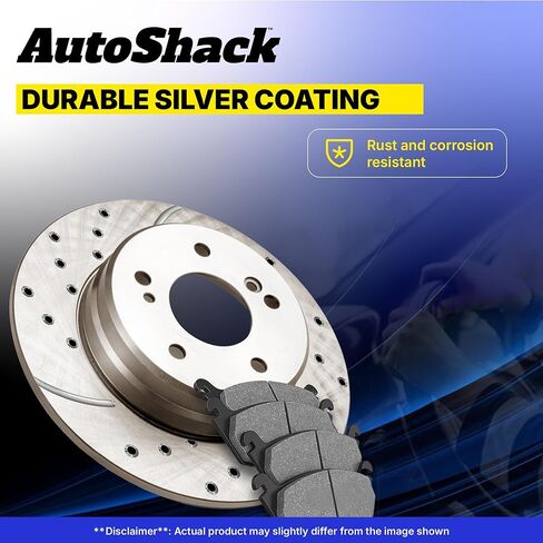 Autoshack Brake Kit استبدال 2003-2007 Jeep Liberty 2.4L 2.8L 3.7L V6 4WD RWD الخلفية الأمامية الخلفية والزنك المغلفة بالزنك المغلفة دوارات الفرامل السيراميك BRKPKG039623 in Kuwait
