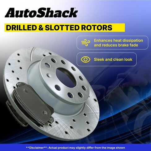 Autoshack Brake Kit استبدال 2003-2007 Jeep Liberty 2.4L 2.8L 3.7L V6 4WD RWD الخلفية الأمامية الخلفية والزنك المغلفة بالزنك المغلفة دوارات الفرامل السيراميك BRKPKG039623 in Kuwait