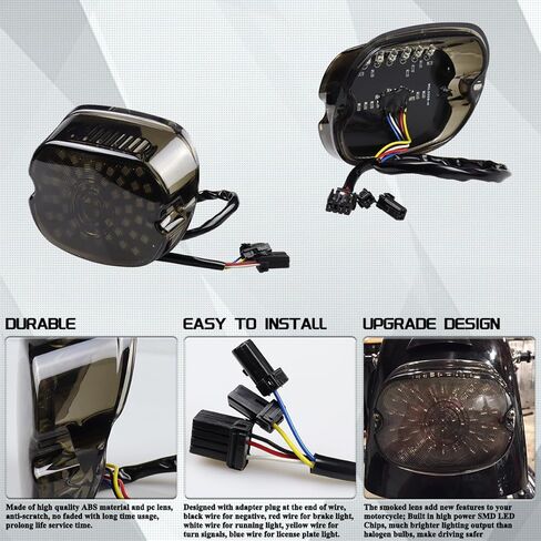 دراجة نارية LED ذيل ضوء المدخن المصابيح الخلفية الخلفية الأضواء الجري المتوافقة مع هارلي سبورتس جولة Dyna Road King Electra Glide Bob in Kuwait