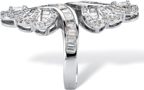 PalmBeach Platinum-Plated Pear Cut Cubic Zirconia Bypass Ring Sizes 6-10 in Saudi Arabia