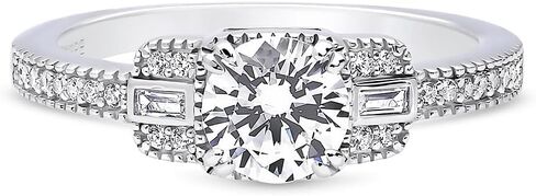 BERRICLE Sterling Silver Vintage Inspired Art Deco Cubic Zirconia CZ Fashion Ring for Women, Rhodium Plated Size 4-10 in Saudi Arabia