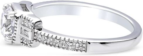 BERRICLE Sterling Silver Vintage Inspired Art Deco Cubic Zirconia CZ Fashion Ring for Women, Rhodium Plated Size 4-10 in Saudi Arabia