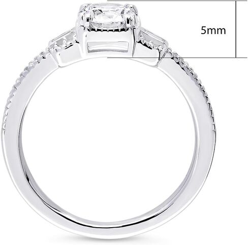 BERRICLE Sterling Silver Vintage Inspired Art Deco Cubic Zirconia CZ Fashion Ring for Women, Rhodium Plated Size 4-10 in Saudi Arabia