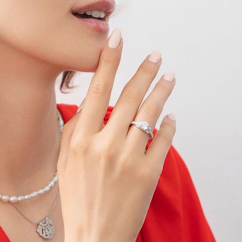 BERRICLE Sterling Silver Vintage Inspired Art Deco Cubic Zirconia CZ Fashion Ring for Women, Rhodium Plated Size 4-10 in Saudi Arabia