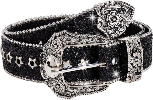 Women Bling Rhinestone Belt Y2k Vintage Punk Goth Embossed Buckle Cowgirl Cowboy Western Star Belt Jeans Accessories in Saudi Arabia