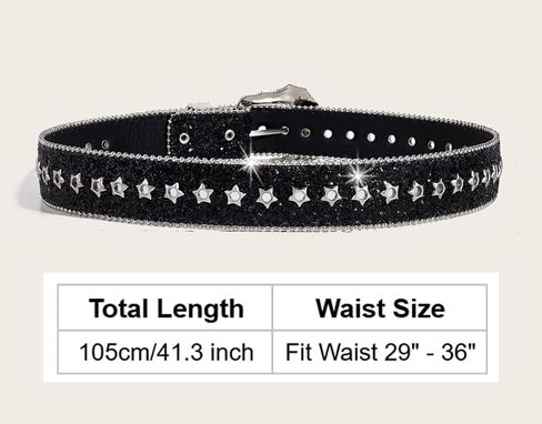 Women Bling Rhinestone Belt Y2k Vintage Punk Goth Embossed Buckle Cowgirl Cowboy Western Star Belt Jeans Accessories in Saudi Arabia