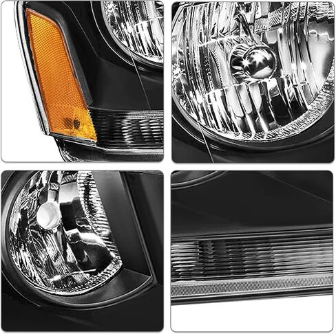 Headlight Assembly Fit for 2008-2014 Dodge Avenger Driver and Passenger Side Black Housing with Amber Reflector in Kuwait