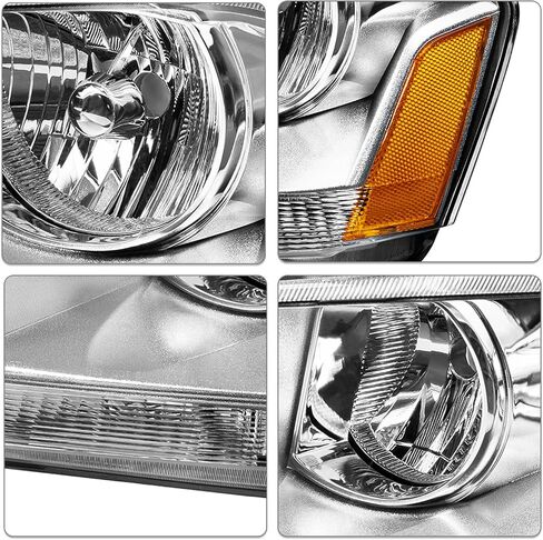 Headlight Assembly Fit for 2008-2014 Dodge Avenger Driver and Passenger Side Black Housing with Amber Reflector in Kuwait