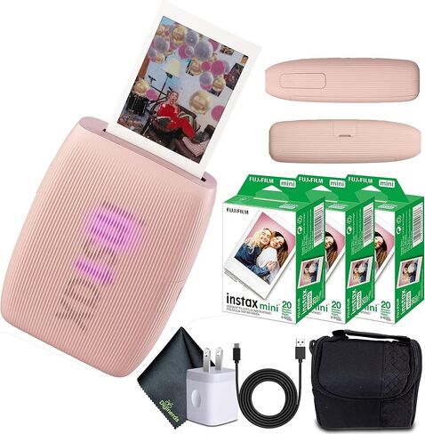 Fujifilm INSTAX Mini Link 3 Smartphone Printer (Clay White) + Travel Bag Small + 3X INSTAX Mini Instant Film (60 Sheets) + USB Power Charging Adapter + Diginerds Microfiber Cleaning Cloth in Saudi Arabia