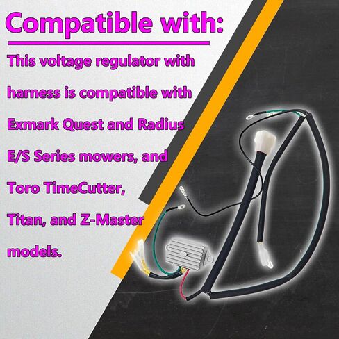 136-7879 Voltage Regulator with Harness,Compatible with Exmark Quest Radius E/S Series and Toro TimeCutter/Titan/Z-Master,Replace 127-9219 in Saudi Arabia