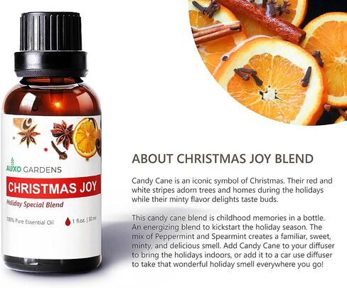 مزيج الزيت العطري لعيد الميلاد Joy Joy الأساسي 1 أوقية (30 مل) - مزيج من الزيت الأساسي الطبيعية 100 ٪ ، الجودة المتميزة للعلاج العطري - الحمضيات ، الطازجة ، والتوابل in Kuwait