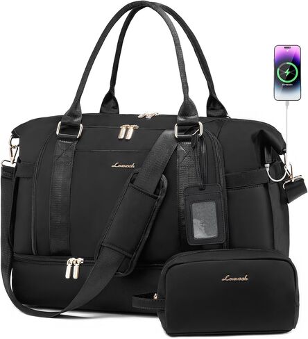 Gym Bag for Women LOVEVOOK Travel Duffel Bag with USB Charging Port,Weekender Bags for Women with Shoe Compartment,Carry on Overnight Bag with Toiletry Bag,Hospital Bags for Labor and Deliver in Saudi Arabia