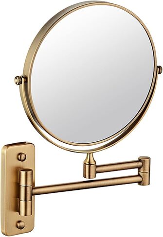 Wall Mounted Makeup Mirror, Antique Brass Double Sided Magnifying Mirror, Swivel Folding Extendable Bathroom Vanity Mirrors,8 inch,5X in Saudi Arabia