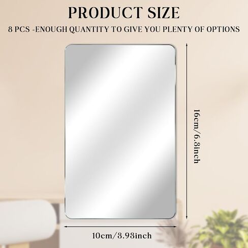 Bewudy 8 Pcs Acrylic Mirrors for Wall, 6 x 4 Inch Self-Adhesive Small Mirror for Walls Rectangular Wall Mirror Sheet for Bathroom, Bedroom, Living Room, Home Gym Door in Saudi Arabia