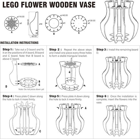 إناء اللغز الخشبي العام لزهور Lego - 15 قطعة ، مثالية للديكور المنزلي والمكاتب ، هدية جيدة لمحبي زهرة Lego ، الأعمار 3+ in Saudi Arabia