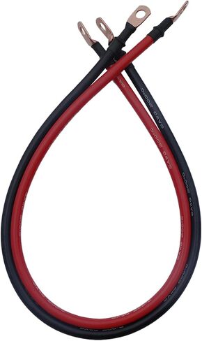 6 كابلات بطارية AWG 2 Gauge Pure Copper Battery Clables 2ft مع 6 * 5/16 Lugs Terminals Marine Grade Red and Black 2-Pack for Solar Solar ، Car ، RV ، Boats ، Truck (2 Feat-6 AWG) in Kuwait