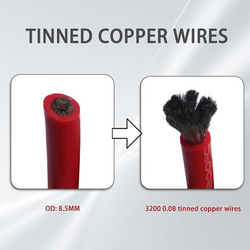 6 كابلات بطارية AWG 2 Gauge Pure Copper Battery Clables 2ft مع 6 * 5/16 Lugs Terminals Marine Grade Red and Black 2-Pack for Solar Solar ، Car ، RV ، Boats ، Truck (2 Feat-6 AWG) in Kuwait