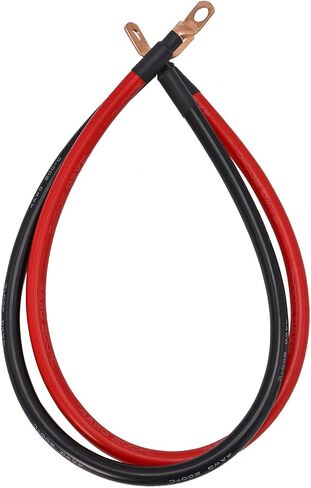 6 كابلات بطارية AWG 2 Gauge Pure Copper Battery Clables 2ft مع 6 * 5/16 Lugs Terminals Marine Grade Red and Black 2-Pack for Solar Solar ، Car ، RV ، Boats ، Truck (2 Feat-6 AWG) in Kuwait