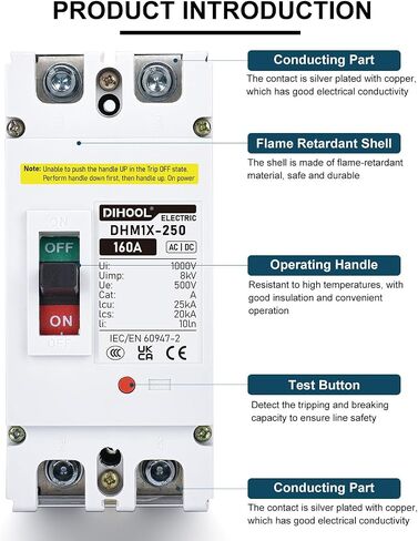 DIHOOL DC Main 125 Amp Circuit Breaker, 500V Battery Disconnect Switch, Master Switch for Boat Trolling Motor Marine ATV Trailer in Saudi Arabia