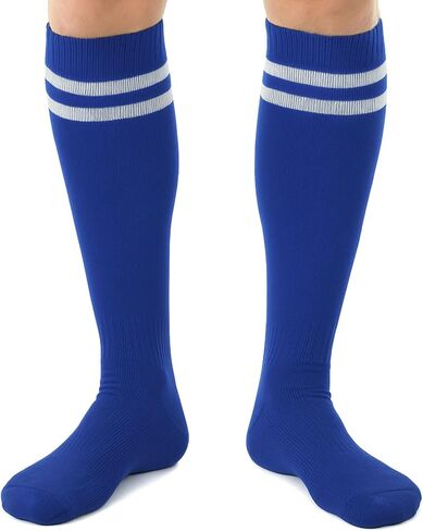 3 Pair Athletic Socks Youth Adult Non-Slip Classic Stripes Long Baseball Socks Men Football Sports in Kuwait