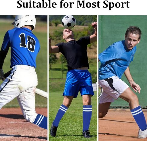 3 Pair Athletic Socks Youth Adult Non-Slip Classic Stripes Long Baseball Socks Men Football Sports in Kuwait