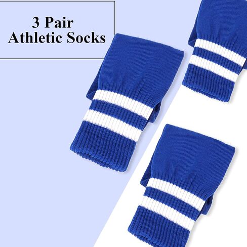 3 Pair Athletic Socks Youth Adult Non-Slip Classic Stripes Long Baseball Socks Men Football Sports in Kuwait