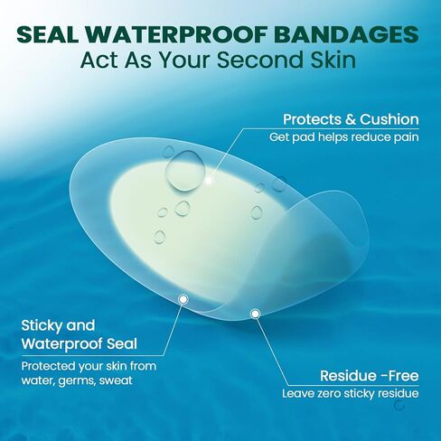 Welnove Hydrocolloid Blister Bandages Insoles - 29ct - Water Resistant Blisters Bandages - Adhesive Blister Pads for Heel, Feet, Toe - Gel Blister Chshions for Prevention & Recovery (Variety Pack) in Saudi Arabia