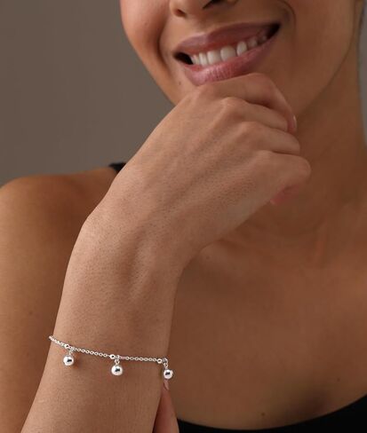 Lecalla 925 Sterling Silver Bracelets للنساء | مجوهرات 14K المطلية بالذهب | سوار سحر خفيف الوزن 7.5 بوصة | هدية سوار سحر الفضة لأمي وابنتها in Kuwait
