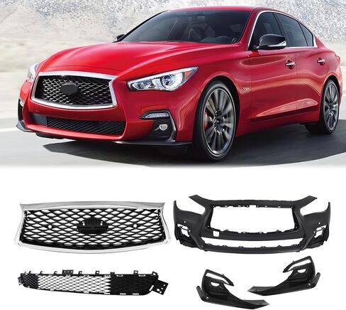 مجموعات المصد الأمامية Karpal متوافقة مع 2018-2024 Infiniti Q50 Sport w/Camera in Saudi Arabia