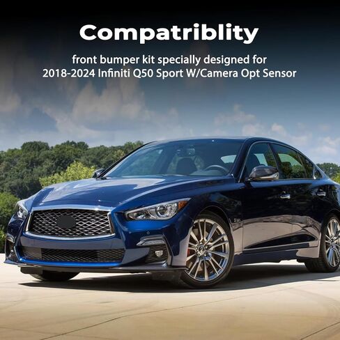 مجموعات المصد الأمامية Karpal متوافقة مع 2018-2024 Infiniti Q50 Sport w/Camera in Saudi Arabia