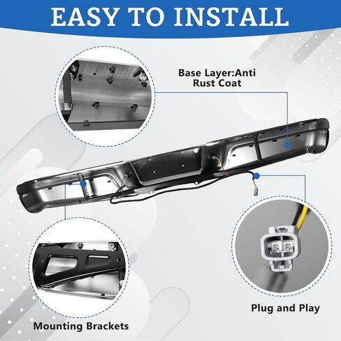 Rear Step Bumper Assembly for Dodge Dakota 1997-2004 Chrome Complete Back Bumper Dakota Rear Bumper Face Bar Without Park Assist Sensor Holes Replacement for CH1103103 in Saudi Arabia