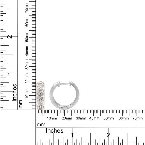 Savearth Diamonds 1 1/4 CTTW Round Cut Lab التي تم إنشاؤها Moissanite Diamond Row Triple Row Huggie Hoop أقراط في الذهب 14K على المجوهرات الفضية الاسترليني للنساء (VVS1 Clarity ، 1.25 CTTW) in Saudi Arabia