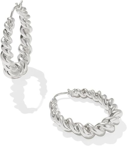 Kendra Scott Haisley Hoop Earrings - Earrings for Women - Rhodium Over Brass - Hoop Design - Ear Post Closure Silver Silver One Size One Size in Saudi Arabia