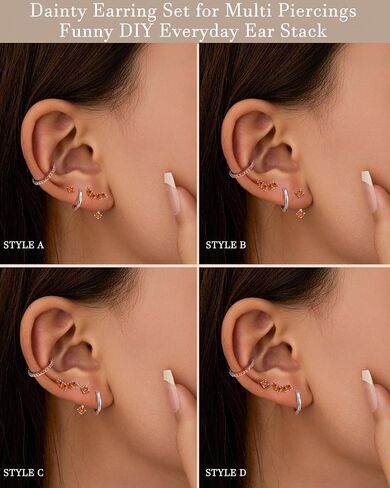 Besteel 925 Sterling Silver Birthstone Arrings مجموعة للنساء مجموعات قرط الطوق الصغير لمجموعات متعددة من الأركان Hypoallergenic Huggie Huggie Arrings Stud Mondring لمجوهرات عيد الميلاد in Saudi Arabia