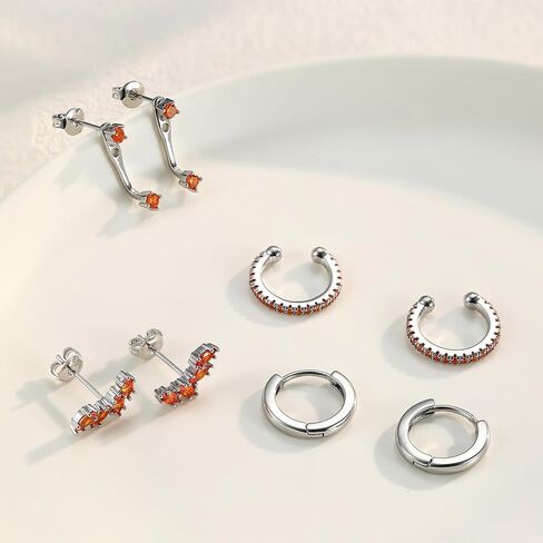 Besteel 925 Sterling Silver Birthstone Arrings مجموعة للنساء مجموعات قرط الطوق الصغير لمجموعات متعددة من الأركان Hypoallergenic Huggie Huggie Arrings Stud Mondring لمجوهرات عيد الميلاد in Saudi Arabia