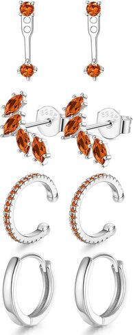 Besteel 925 Sterling Silver Birthstone Arrings مجموعة للنساء مجموعات قرط الطوق الصغير لمجموعات متعددة من الأركان Hypoallergenic Huggie Huggie Arrings Stud Mondring لمجوهرات عيد الميلاد in Saudi Arabia