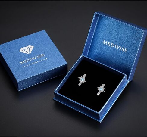 أقراط Medwise Moonstone 925 Sterling Silver Sun Moon Star Star Moonstone Hoop أقراط القمر الأقراط in Saudi Arabia
