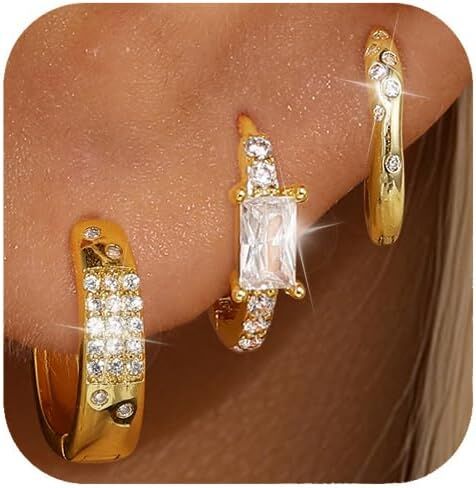 GEORGE · SMITH Gold Hoop Earrings for Women, Stackable Earrings Multiple Piercing Earring Sets, Star and Butterfly Dangle Earrings Jewelry in Kuwait