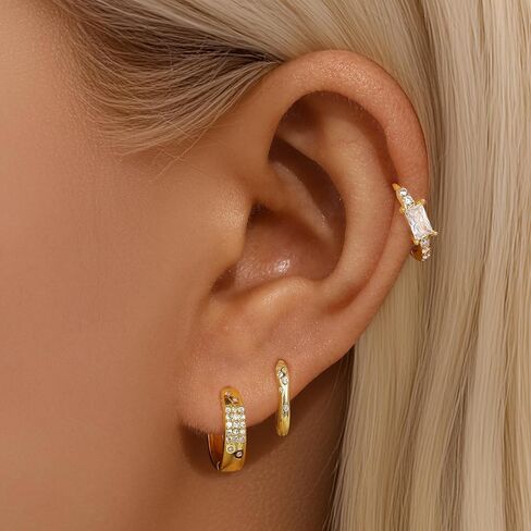 GEORGE · SMITH Gold Hoop Earrings for Women, Stackable Earrings Multiple Piercing Earring Sets, Star and Butterfly Dangle Earrings Jewelry in Kuwait