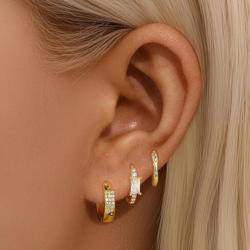 GEORGE · SMITH Gold Hoop Earrings for Women, Stackable Earrings Multiple Piercing Earring Sets, Star and Butterfly Dangle Earrings Jewelry in Kuwait