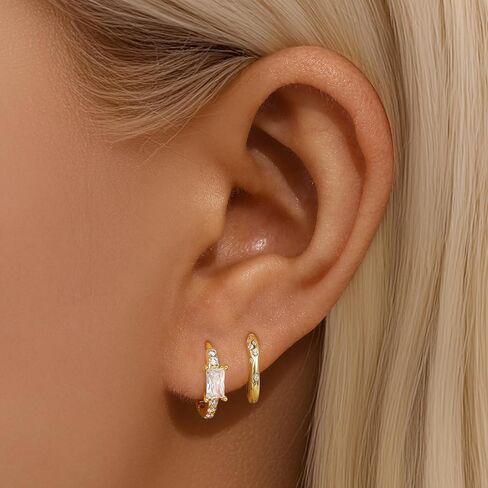 GEORGE · SMITH Gold Hoop Earrings for Women, Stackable Earrings Multiple Piercing Earring Sets, Star and Butterfly Dangle Earrings Jewelry in Kuwait